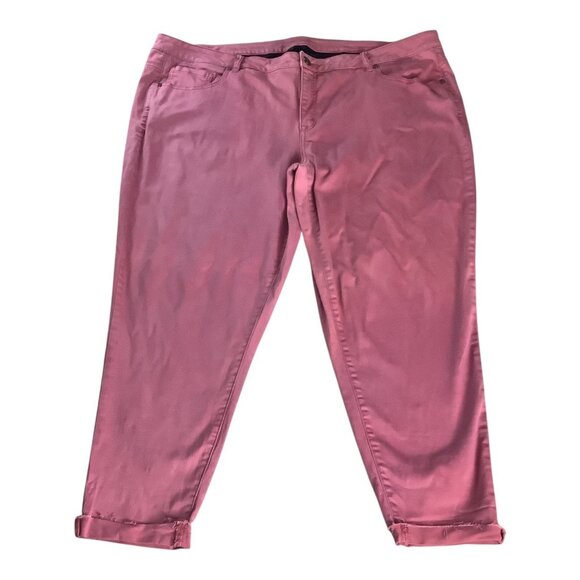 Lane Bryant Womens Super Stretch Ankle Skinny Jeans Size 26 Pink Rolled Hem - Picture 13 of 16